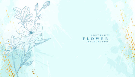 elegant botanical flower grungy background in line style vectorのイラスト素材