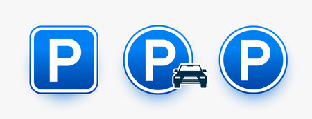set of three car parking traffic sign on white background vectorのイラスト素材