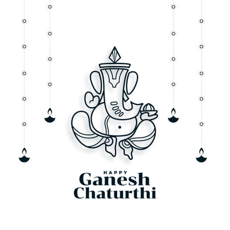 elegant ganesh chaturthi wishes background in line art vectorのイラスト素材