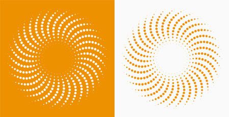 set of abstract symmetrical round frame with halftone effect vectorのイラスト素材