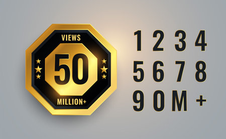 50 million or 50M views premuim banner in golden design
