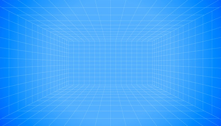 abstract 3d perspective room grid line pattern background design vectorのイラスト素材
