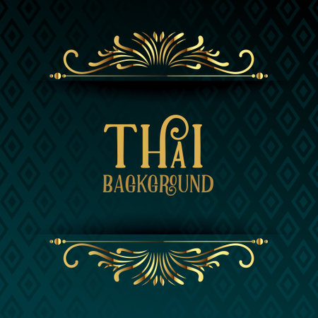 premium thai invitation turquoise background with floral design vectorのイラスト素材