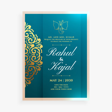 personalized indian invitation card flyer announce your special day vectorのイラスト素材