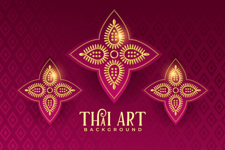 decorative thai floral ornament background design vectorのイラスト素材