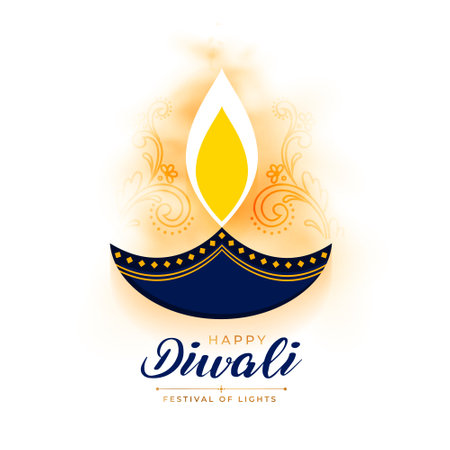 creative shubh diwali diya on white background for social media post vectorのイラスト素材
