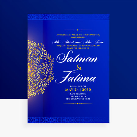 islamic theme decorative wedding event card template for special day vectorのイラスト素材