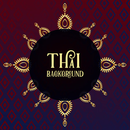 decorative thai background with golden ornament design vectorのイラスト素材