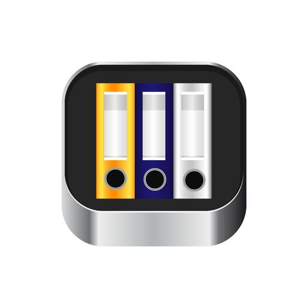 Archive of folders icon. Volumetric, realistic, metalic. Vector icons for web and mobile minimalist design.のイラスト素材