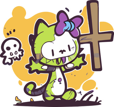Cat Zombie Animal Vector Cute Toonのイラスト素材