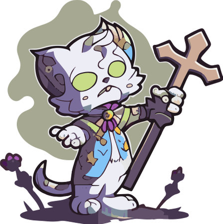 Cat Zombie Animal Vector Cute Toonのイラスト素材