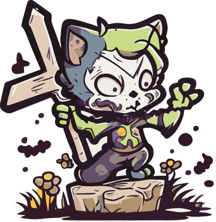 Cat Zombie Animal Vector Cute Toonのイラスト素材
