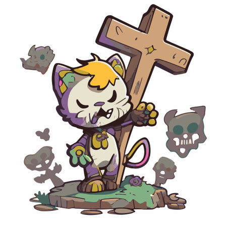 Cat Zombie Animal Vector Cute Toonのイラスト素材