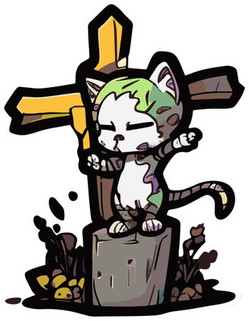 Cat Zombie Animal Vector Cute Toonのイラスト素材
