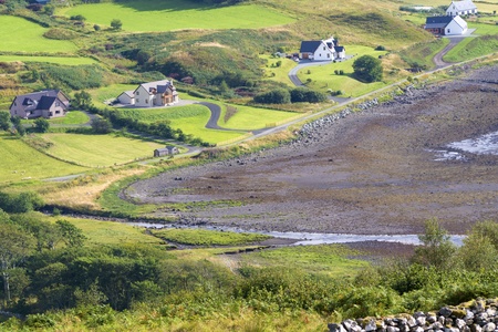 green valley in skye islandの写真素材