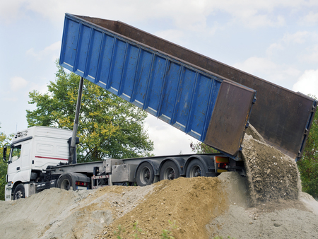 big dump truck downloading terrainの写真素材
