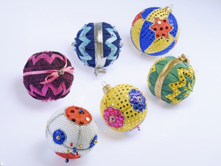 hand-finished Christmas ballc of many colors の写真素材