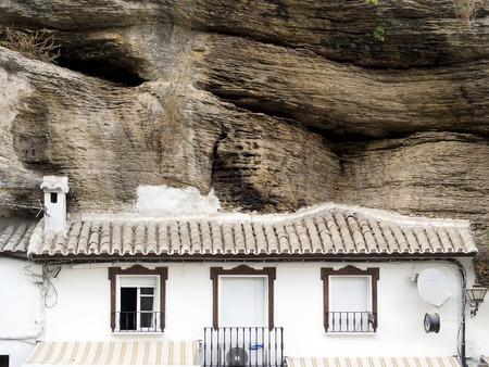 Setenil Andalucia Spain picturesque village with houses embedded in stoneのeditorial素材