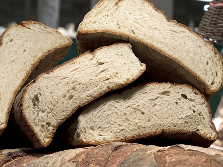 great forms of homemade bread on one anotherの写真素材