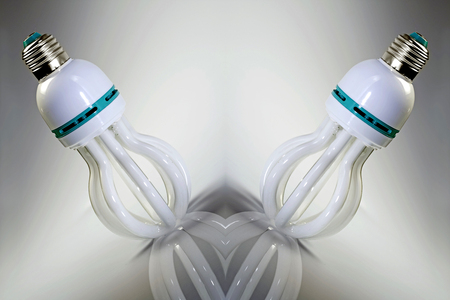 fluorescent bulbs  lot of light  to save energy and moneyの写真素材
