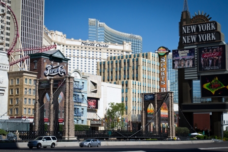 las vegas, nevada-August, 2 2012 lview of the strip   you can see the casino of monte carlo and new york new york hotels のeditorial素材