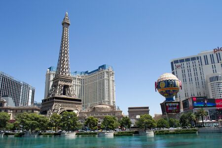 the Paris hotel and casino view from Bellagio hotelのeditorial素材