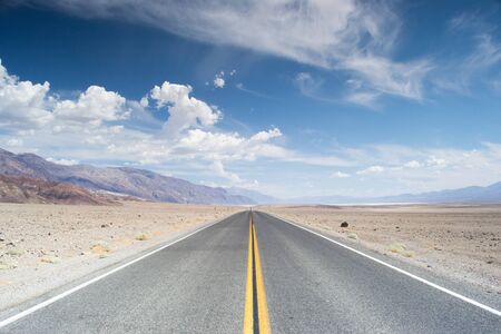 death valley national park,california,USA-august 3,2012 road in the desertの写真素材