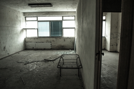 empty bed in a factoryの写真素材