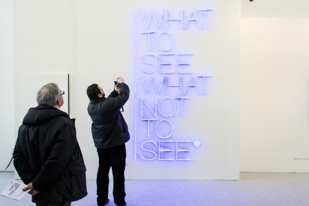 Bologna,Italy- people take a pictures and look masterpieces in an exhibitionのeditorial素材
