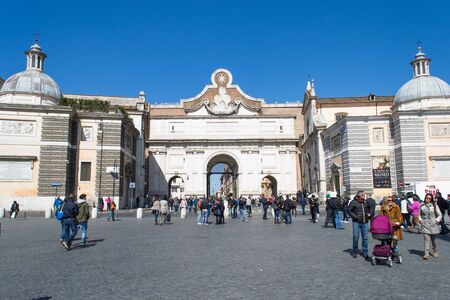 Rome,Italy-March 16,2013 Tourists walking in Piazza del Popolo in Rome, and admire its beautyのeditorial素材