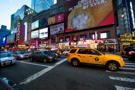 New York City, USA - August 2, 2013 time square in the night is full of advertising signs,billboard,...