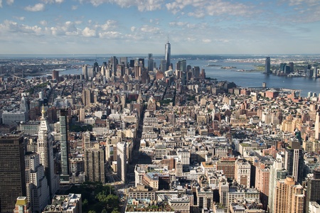 view of new york city from the top of the Empire State Buildingの写真素材