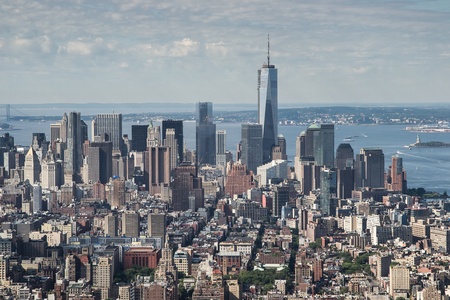 view of new york city from the top of the Empire State Buildingの写真素材