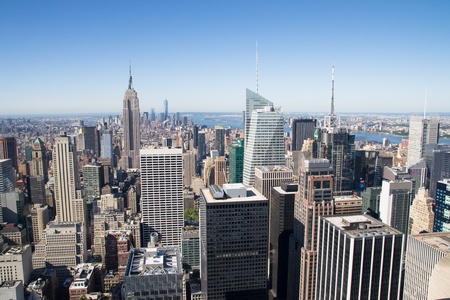 new york skyline from panoramic roof of rockfeller centerの写真素材