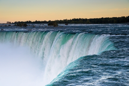 Horse Shoe Falls, seen from the Canandian side of the falls at the sunsetの写真素材