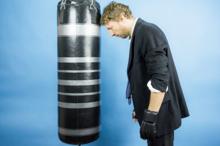 Business man preparing to fight in the world of financeの写真素材