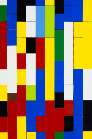 A wall of multicolored plastic blocksの写真素材