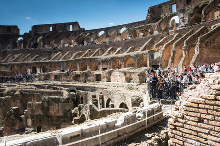 Rome,italy-April 17,2014 people admire the interior of the ancient roman coliseum in the sunny dayのeditorial素材