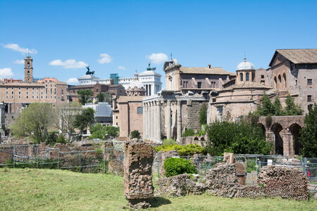 view of the Forum Romanum in Rome in a sunny dayのeditorial素材