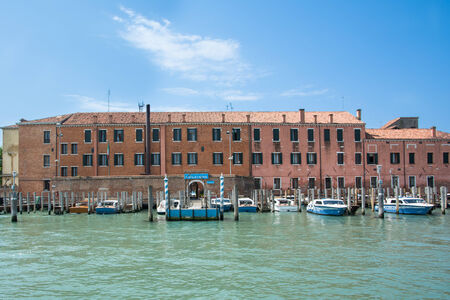 venice,italy-may 1,2014 view of police station fron canal grande in a sunny dayのeditorial素材