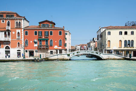 venice,italy-may 1,2014 view of the classic Venetian buildings from a vaporetto on the Grand Channel on a sunny dayのeditorial素材