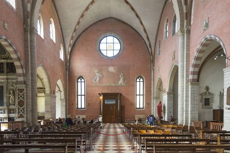 VicenzaItalyApril 32015: view of the interior of the dome of Santa Maria Annunziata in the center of Vicenza during a sunny day.のeditorial素材