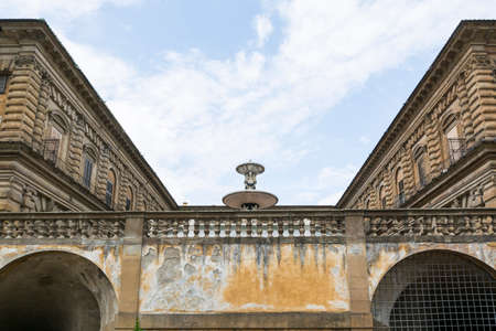 Florence,Italy-August 26,2014:Particular of Pitti palace view from boboli gardens during a sunny day .のeditorial素材