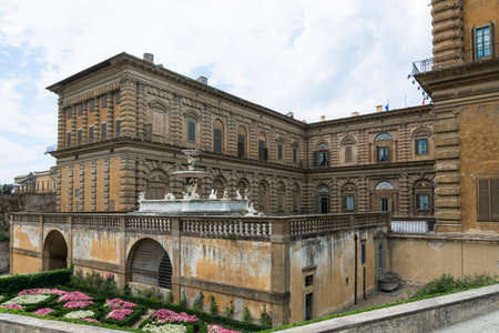 Florence,Italy-August 26,2014:Particular of Pitti palace view from boboli gardens during a sunny day .のeditorial素材