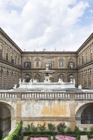 Florence,Italy-August 26,2014:Particular of Pitti palace in Florence-Italy,view from boboli gardens during a sunny day .のeditorial素材