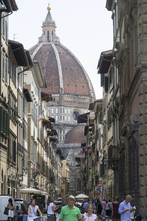 Florence,Italy-august 26,2014:view of the santa Maria del fiore particular in the centre of Florence during a cloudy day.のeditorial素材