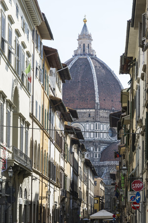 Florence,Italy-august 26,2014:view of the santa Maria del fiore particular in the centre of Florence during a cloudy day.のeditorial素材