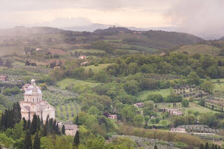 Tuscany,Italy-April 23,2016:View of Saint Biagio church in Montepulciano,Italy during a cloudy day.の写真素材