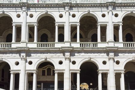 Vicenza,Italy-April 3,2015:viewof the  famous colonnade of the Palladian basilica in the center of Vicenza during a sunny day.のeditorial素材