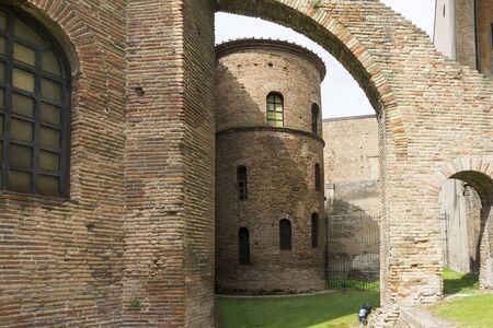 Ravenna,Italy-august 21,2015:view of the particular of the San Vitale basilica in Ravenna-Italy,during a cloudy day .のeditorial素材